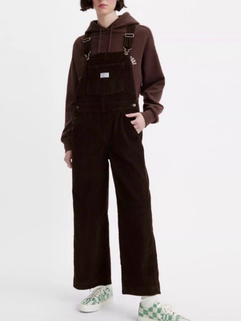 Levi’s Premium Wide Leg Corduroy Brown Overalls Women’s XS
